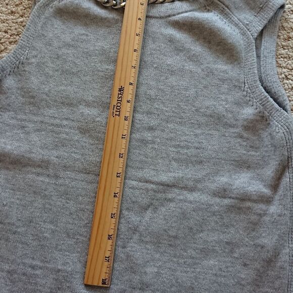 Michael Michael Kors gray short sleeve  Sweater W/ silver Chain - Picture 8 of 12